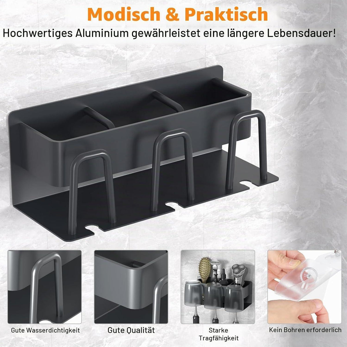 Elektrischer Zahnbürstenhalter mit Ladestation & Ablage
