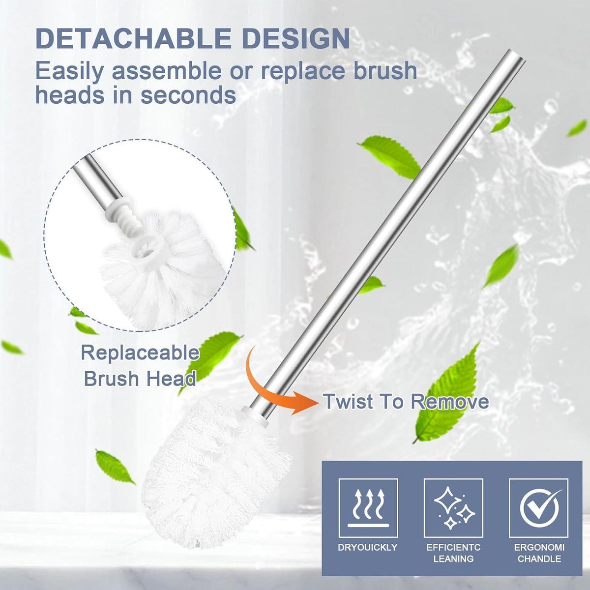 Edelstahl Toilettenbürsten Set 4er mit Klobürste Weiß