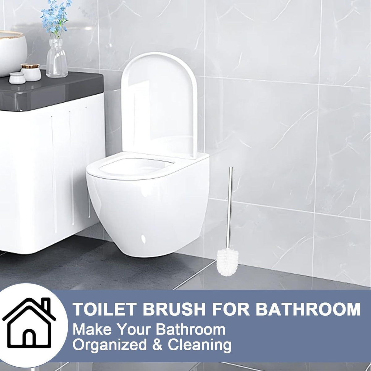 Edelstahl Toilettenbürsten Set 4er mit Klobürste Weiß