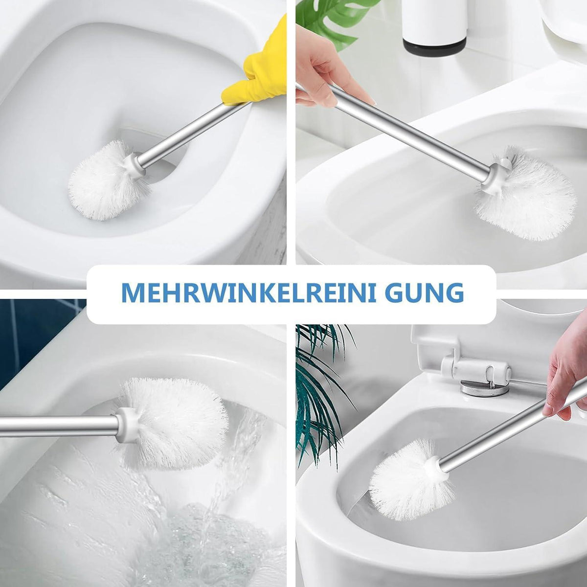 Edelstahl Toilettenbürsten Set 4er mit Klobürste Weiß