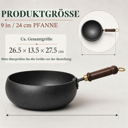 Japanische Gusseisenpfanne 24cm mit Deckel – Antihaft & Vielseitig