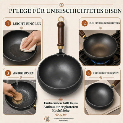 Japanische Gusseisenpfanne 24cm mit Deckel – Antihaft & Vielseitig