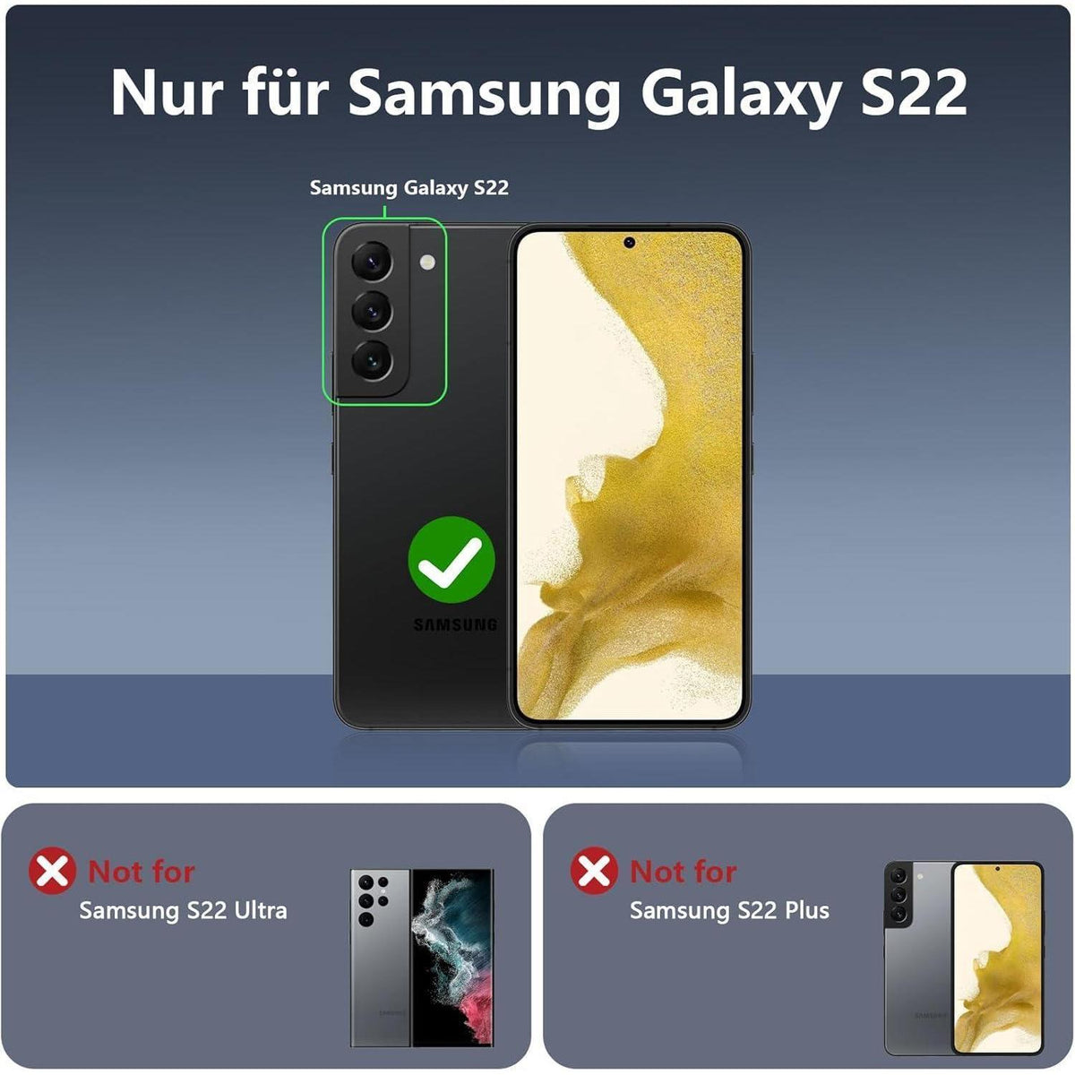 Magnetische Hülle für Samsung Galaxy S22, MagSafe, Militärschutz, Schwarz