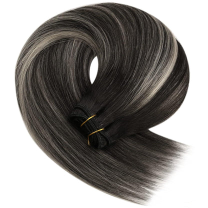 Echthaar Tressen Schwarz Ombre 50cm - 1B/S/1B, 100g