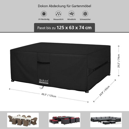 Wasserdichte Gartenmöbel Abdeckung 125x63x74cm mit Belüftung