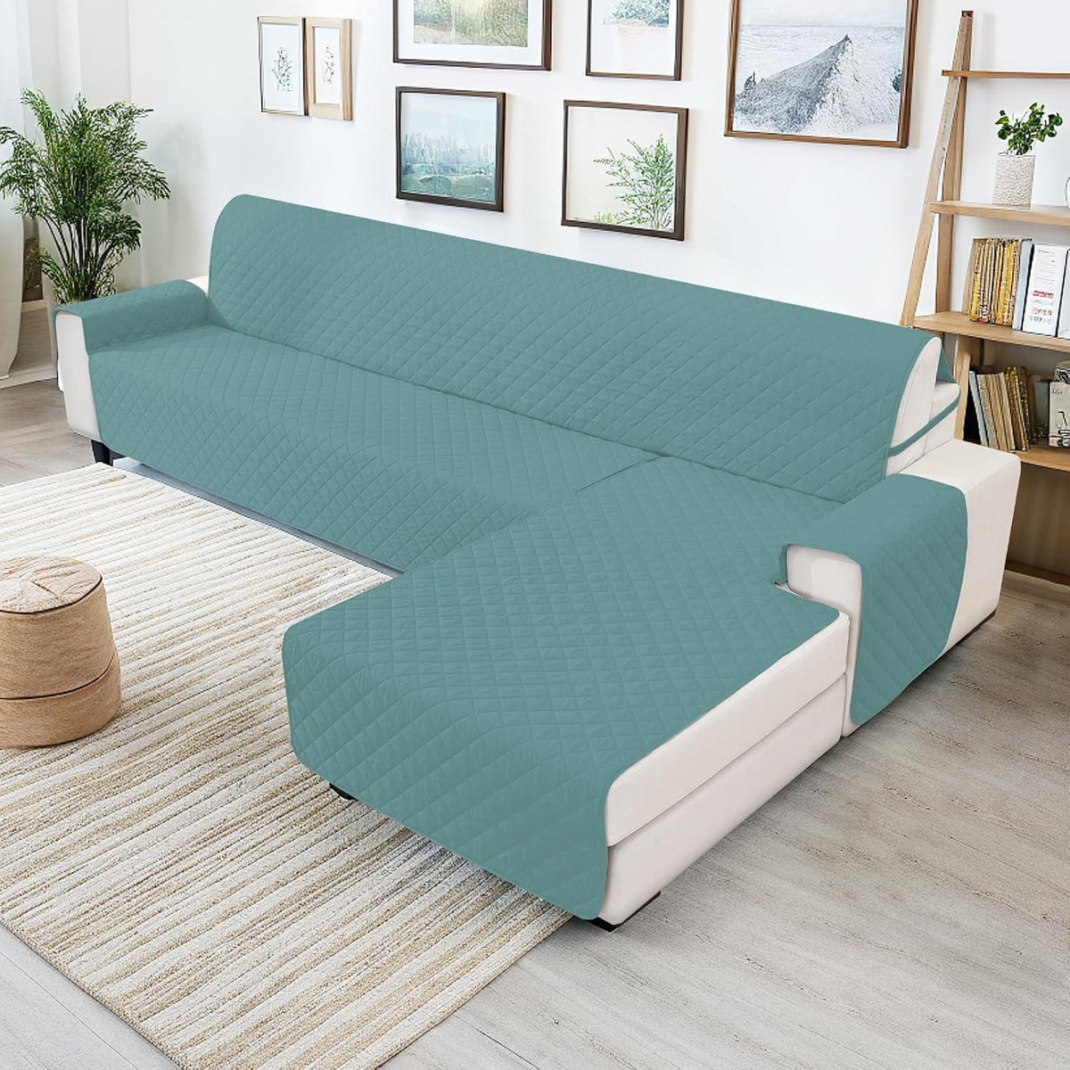 Wasserdichter Couchüberzug L-Form 4 Sitzer Hellblau