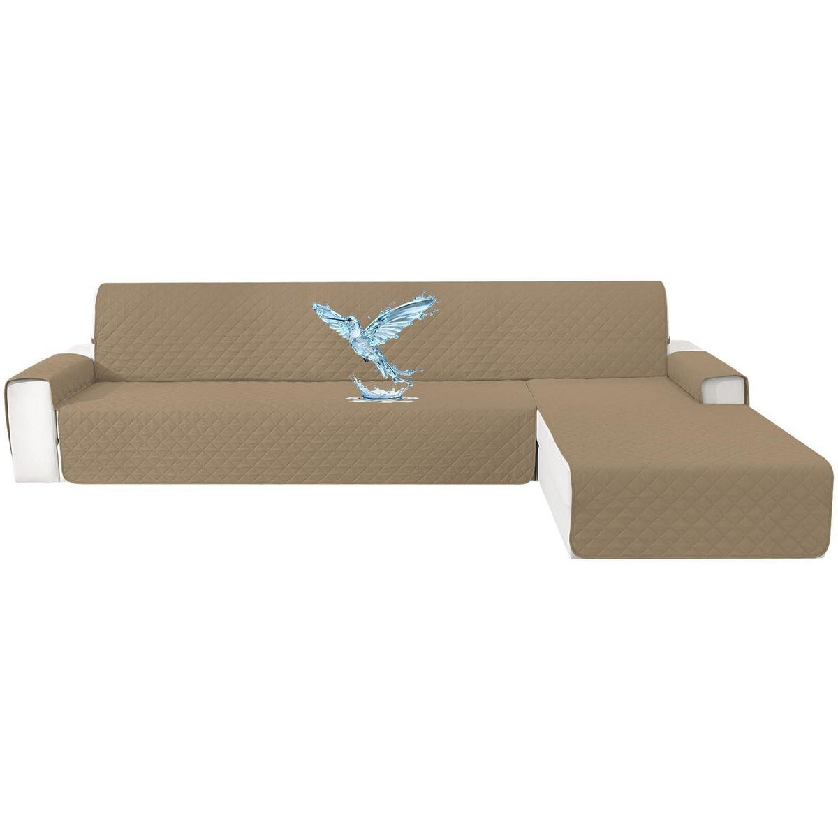 Wasserdichter Couchüberzug L-Form 2 Sitzer, Hellbraun