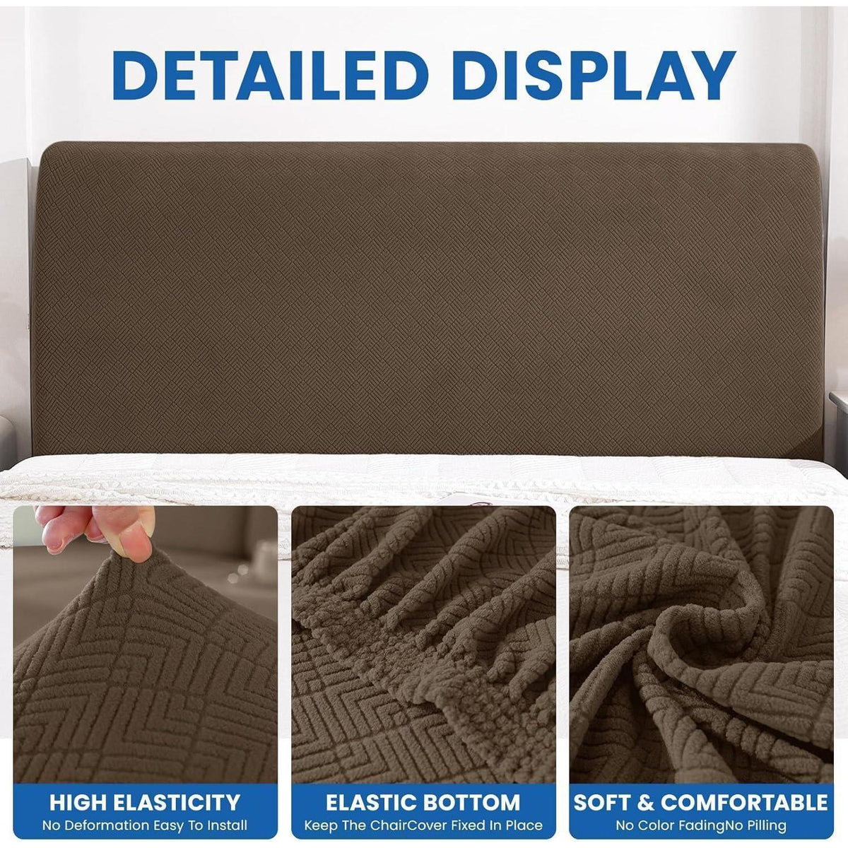 Bettkopfteil Bezug 180cm – Weicher Stretch, Braun