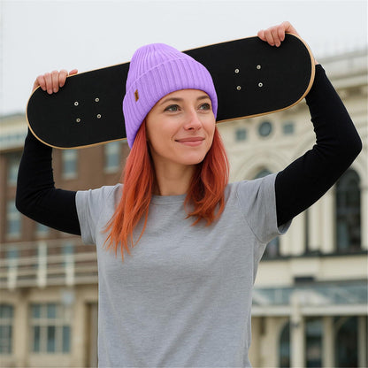 Warme Strickmütze mit Fleece-Futter – Winter Beanie Taro Lila