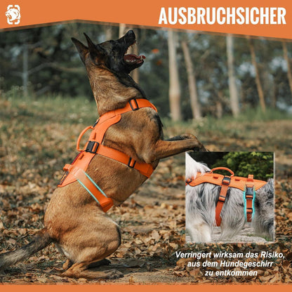 Taktisches Hundegeschirr Orange XL – Atmungsaktiv & Sicher