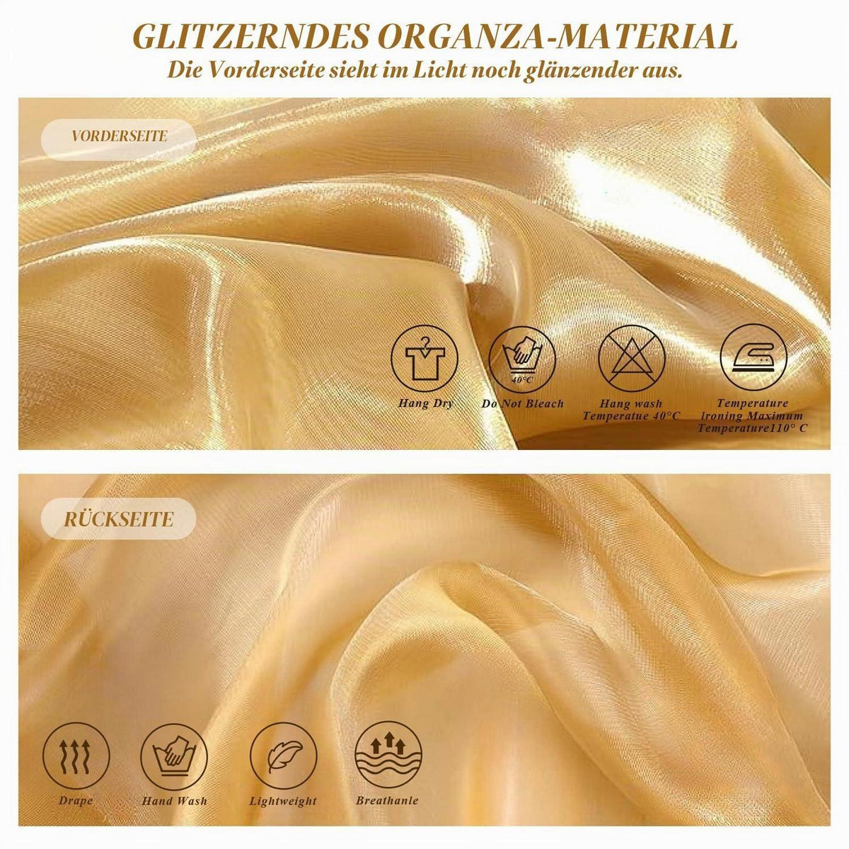 Stola Champagnergold Seidenorganza für Abendkleid & Hochzeit