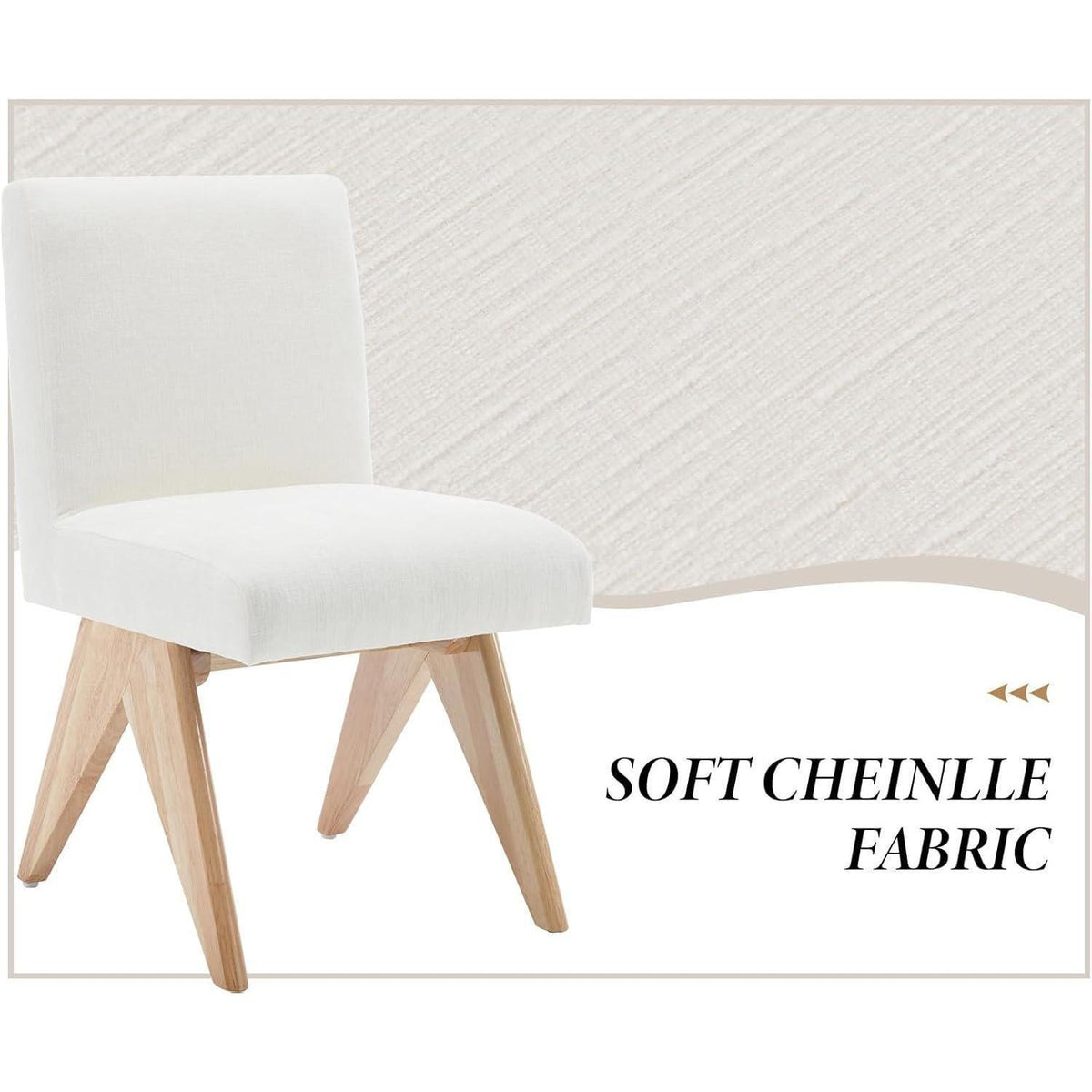 Vintage Küchenstühle 4er Set – Beige Chenille Esszimmerstühle