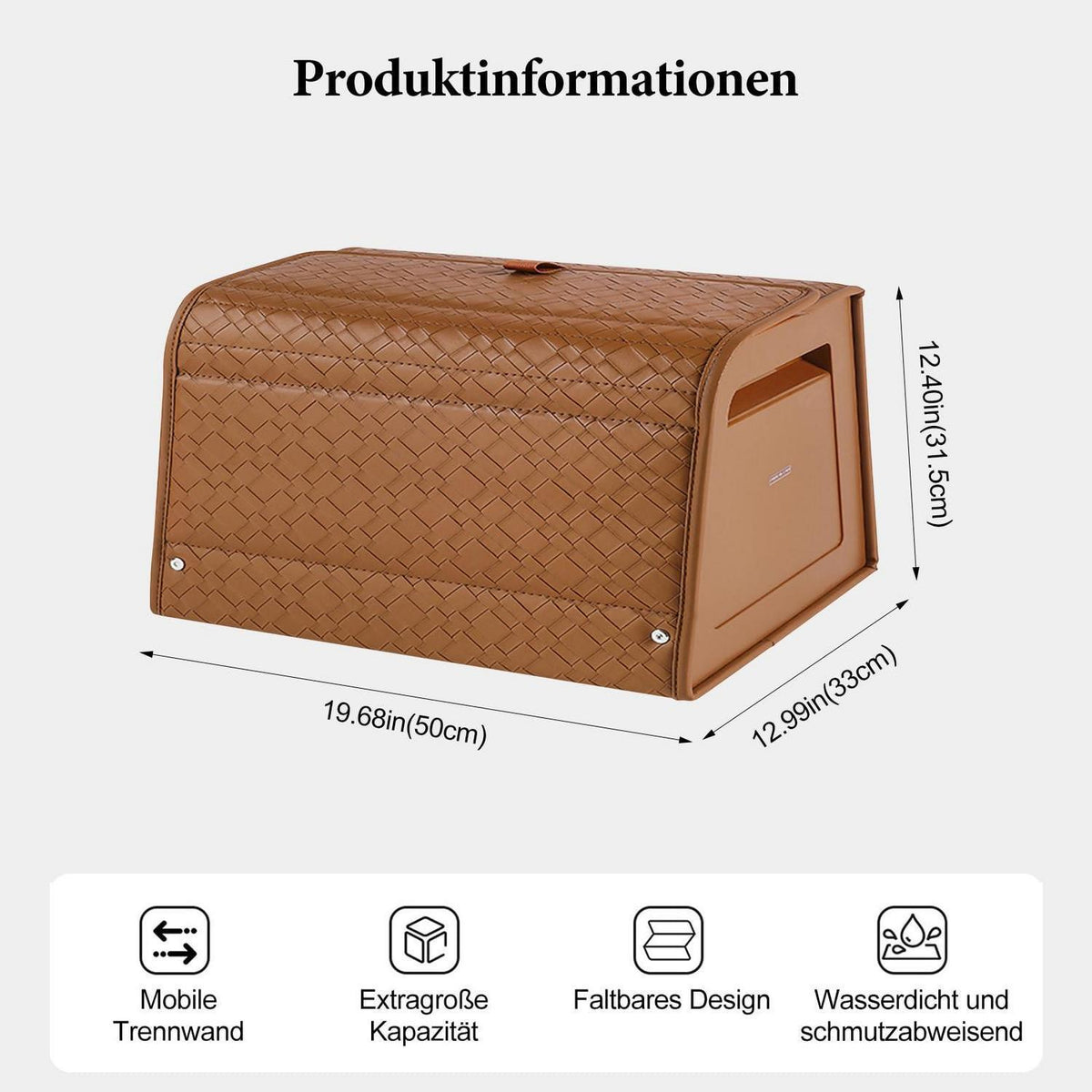Kofferraum-Organizer, Faltbar & Wasserdicht für PKW/SUV in Lederoptik