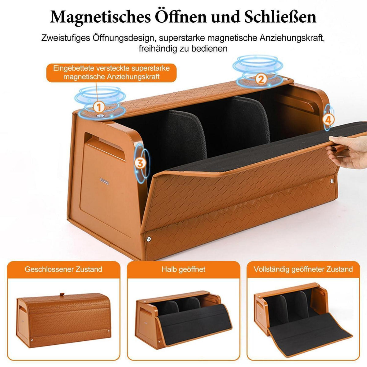 Kofferraum-Organizer | Faltbar & Wasserdicht | Für PKW, SUV, LKW in Lederoptik