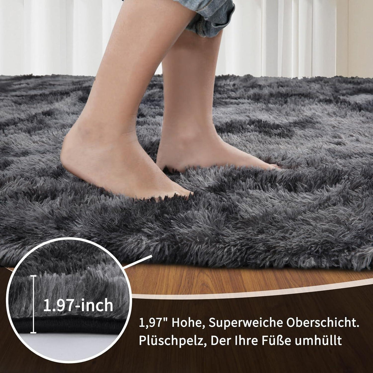 Flauschiger Hochflor Teppich Braun 300x425cm – Waschbar & Rutschfest