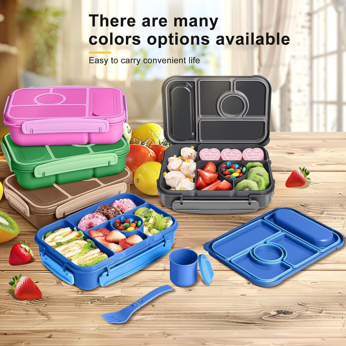 Brotdose Kinder mit Fächern & Soßenbehälter – 1300ml Lunchbox