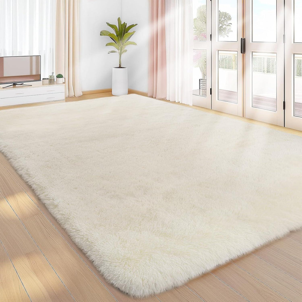 Flauschiger Hochflor Teppich Braun 300x425cm – Waschbar & Rutschfest