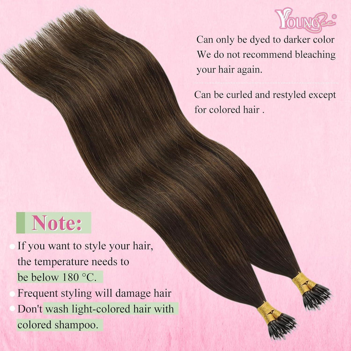 Echthaar Nano Extensions Ombre Dunkelbraun 60cm