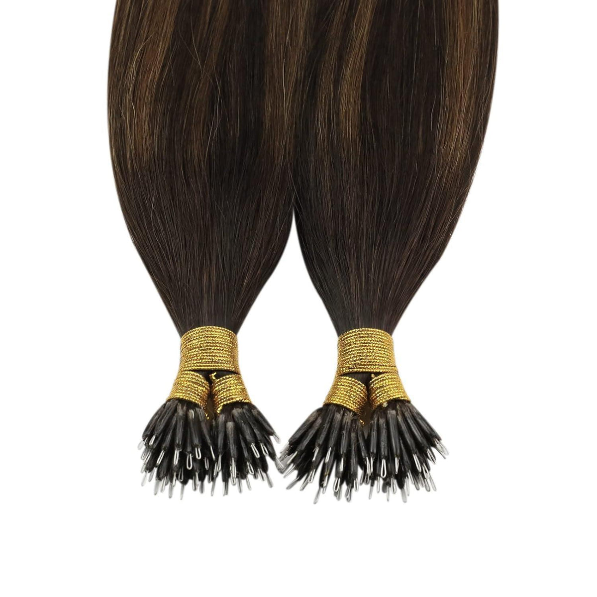 Echthaar Nano Extensions Ombre Dunkelbraun 60cm