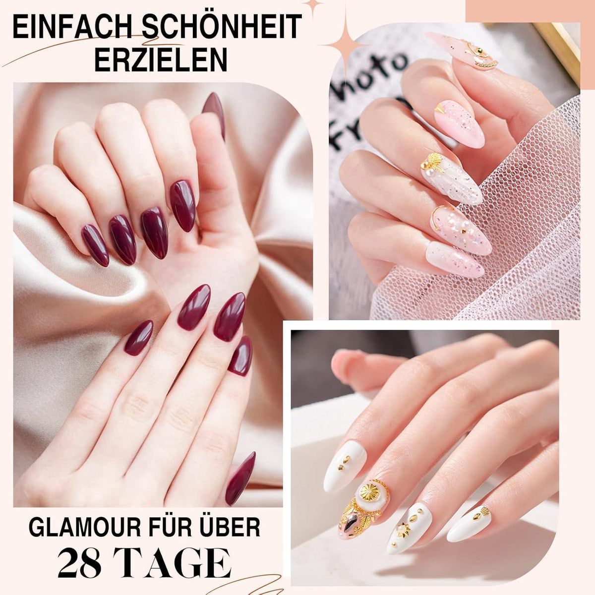 240pcs Oval Kurz Falsche Nägel Set – Acryl Nagelspitzen für DIY Maniküre