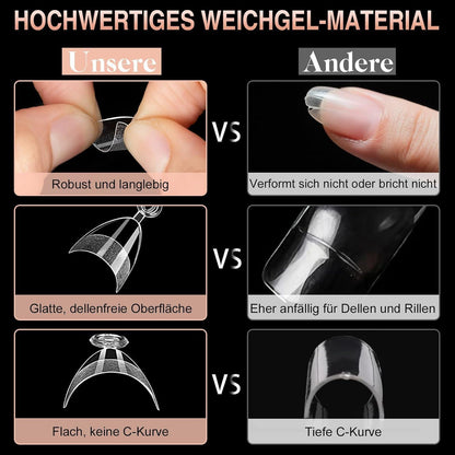 240pcs Oval Kurz Falsche Nägel Set – Acryl Nagelspitzen für DIY Maniküre