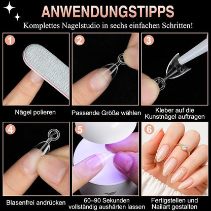 240pcs Oval Kurz Falsche Nägel Set – Acryl Nagelspitzen für DIY Maniküre