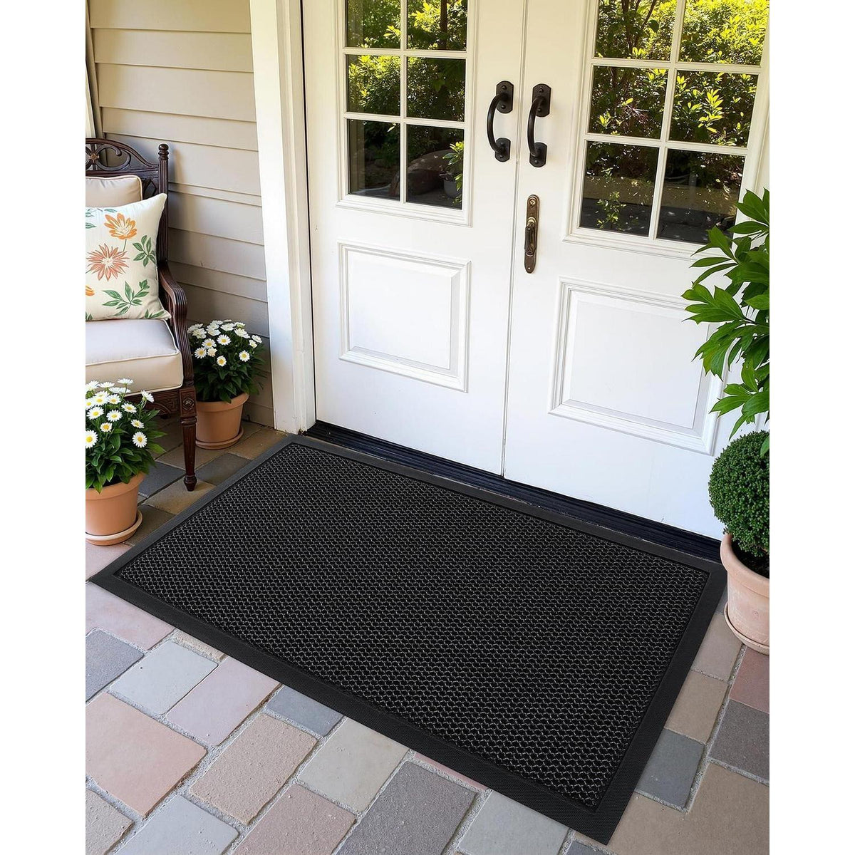 Fußmatte Schwarz Grau 120x180 cm - Schmutzfangmatte Outdoor