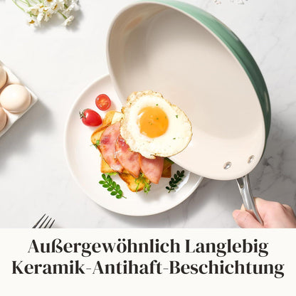 6-teiliges Keramik Pfannenset mit Deckel – Antihaft & Induktionsgeeignet
