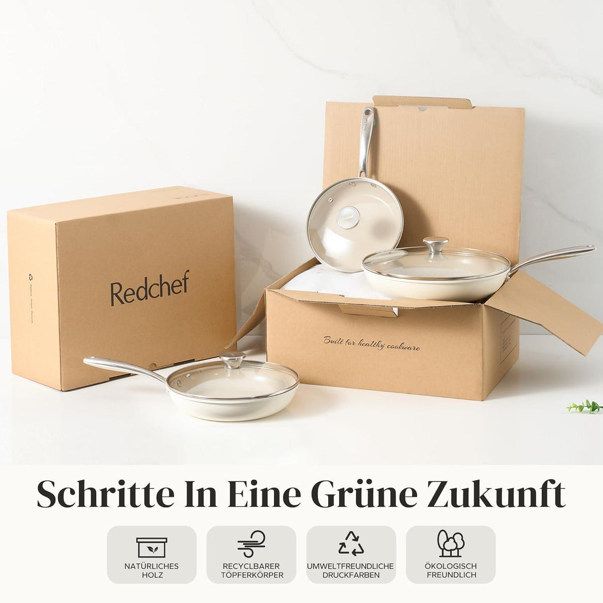 6-teiliges Keramik Pfannenset Induktion – Antihaft & Backofenfest