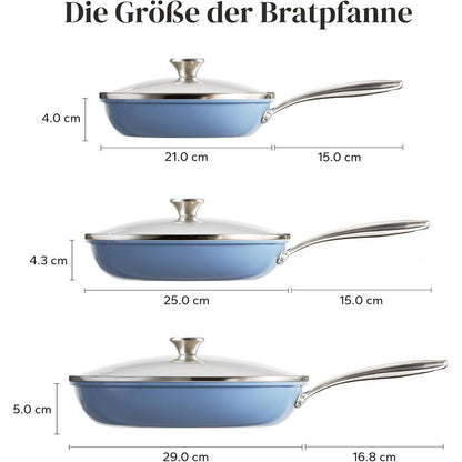 6-teiliges Keramik Pfannenset mit Deckel – Antihaft & Induktionsgeeignet