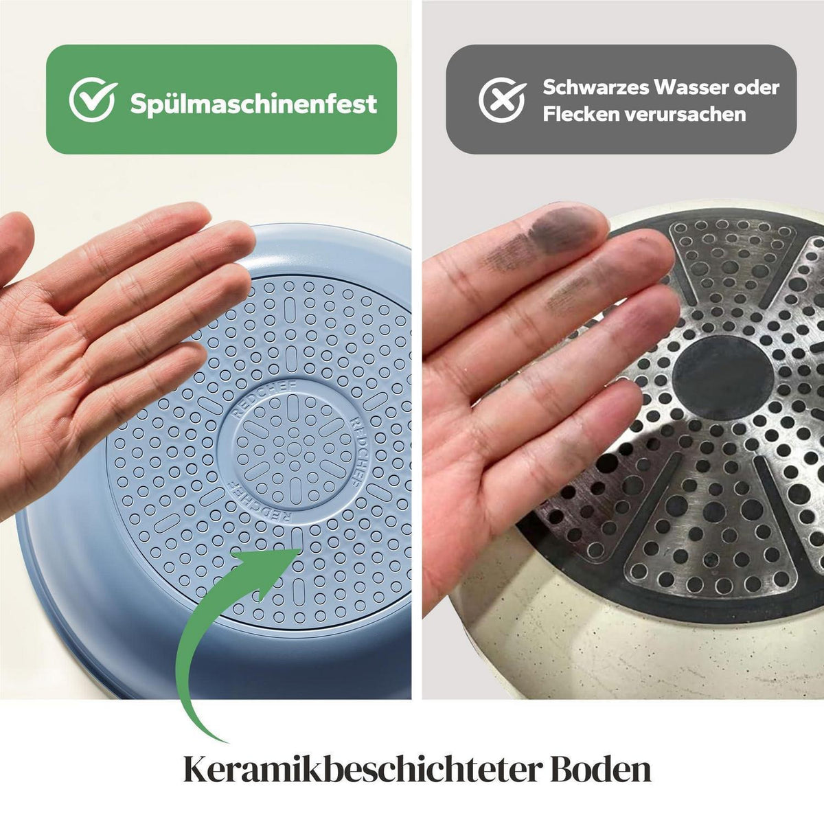 Pfannenset 6-teilig mit Abnehmbarem Griff & Keramikbeschichtung