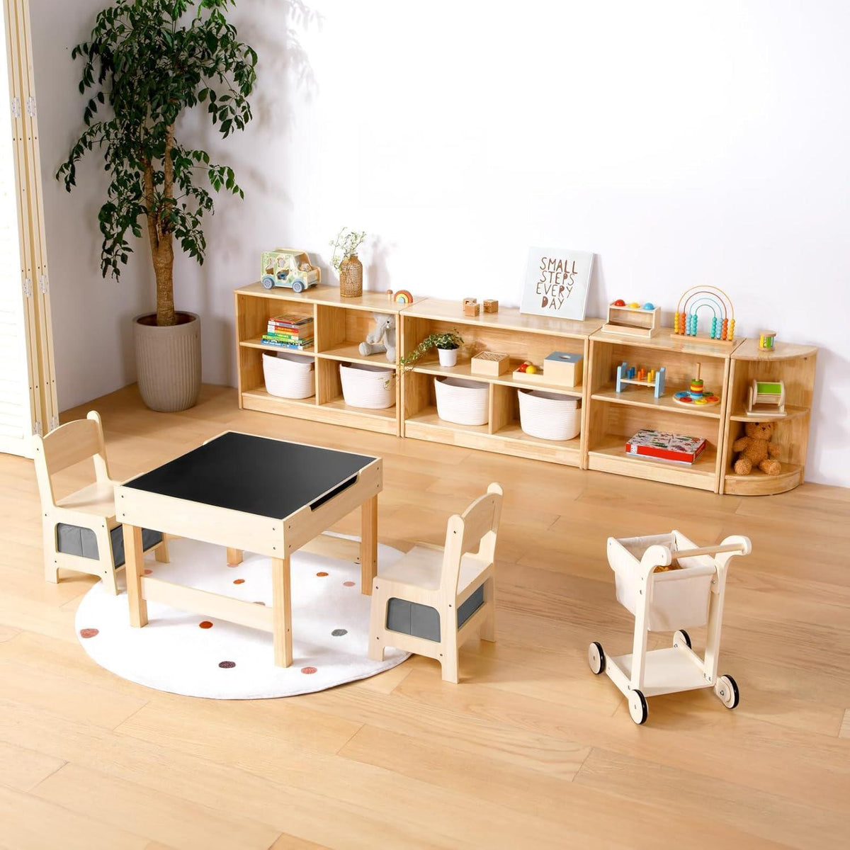 Kinderregal Holz 5 Fächer – Spielzeug & Bücher Organizer
