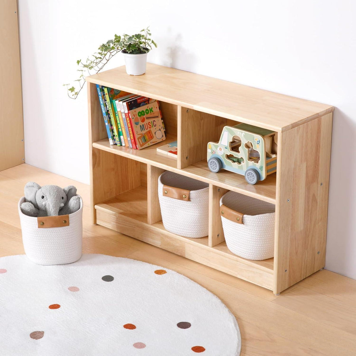 Kinderregal Holz 5 Fächer – Spielzeug & Bücher Organizer