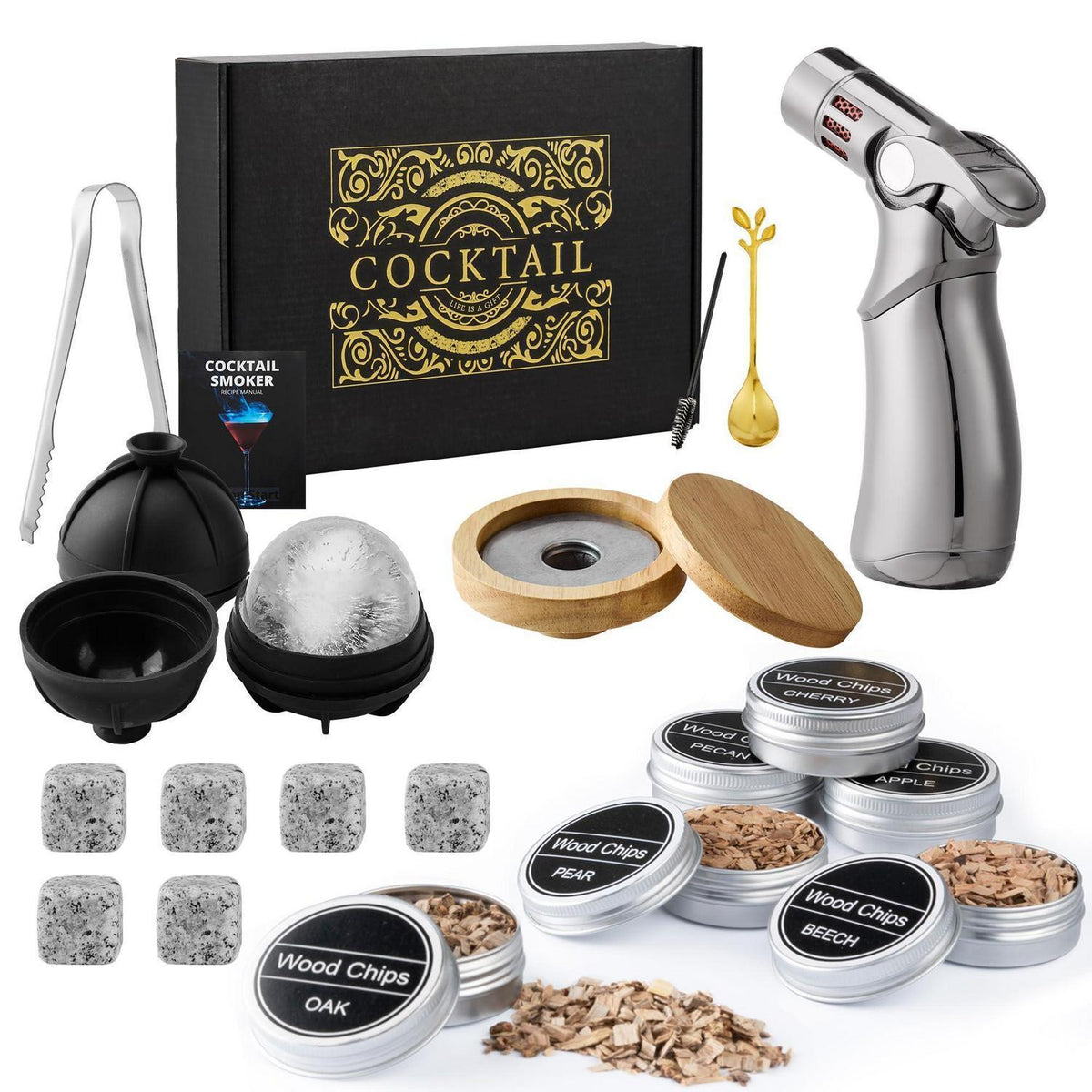 Cocktail Smoker Set mit Brenner & Holzchips – Whiskey Räucherset
