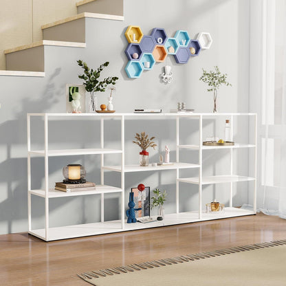 Langer Konsolentisch mit Regalen – Weiß 180x30x80 cm