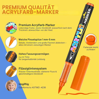 Acrylstifte Set 162 Farben – Wasserfest für Stein, Holz & mehr
