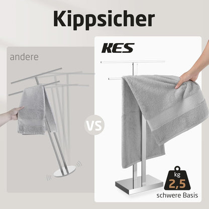 Freistehender Edelstahl Handtuchhalter mit Doppelstange