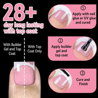 300 Französische Zehennagel Tipps - Rosa Press On Nails Set