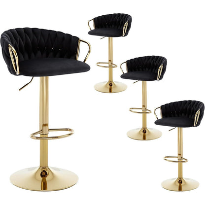 Moderner Samt Barhocker 4er Set, höhenverstellbar & drehbar