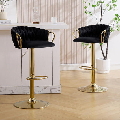 Moderner Samt Barhocker 4er Set, höhenverstellbar & drehbar