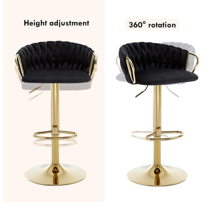 Moderner Samt Barhocker 4er Set, höhenverstellbar & drehbar