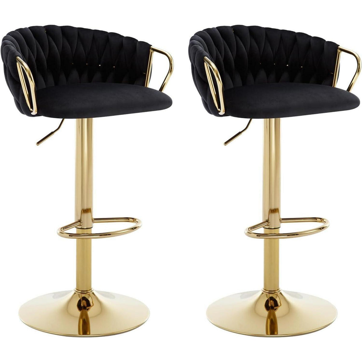Moderne Samt Barhocker 2er Set, höhenverstellbar & drehbar