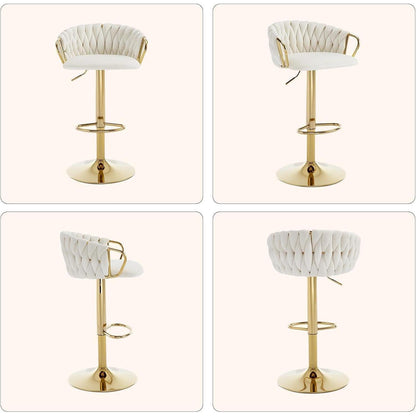 Moderne Samt Barhocker 2er Set, höhenverstellbar & drehbar