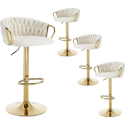 Moderner Samt Barhocker 4er Set, höhenverstellbar & drehbar