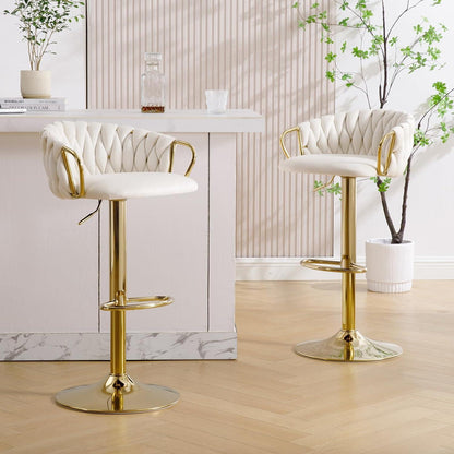 Moderner Samt Barhocker 4er Set, höhenverstellbar & drehbar