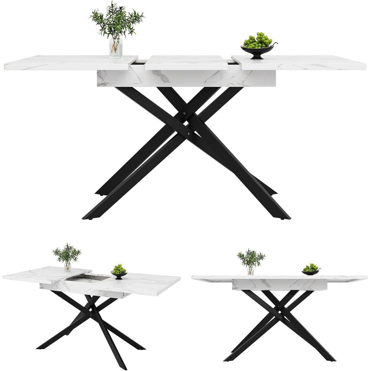 Ausziehbarer Esstisch Weiß 120-160x80 cm Küchentisch