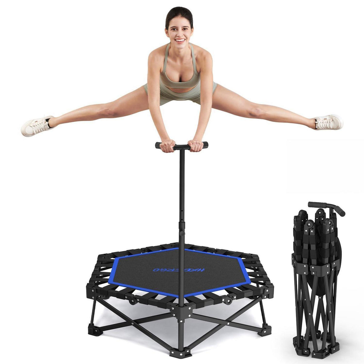 Klappbares Fitness Trampolin für Erwachsene – Schwarz Blau