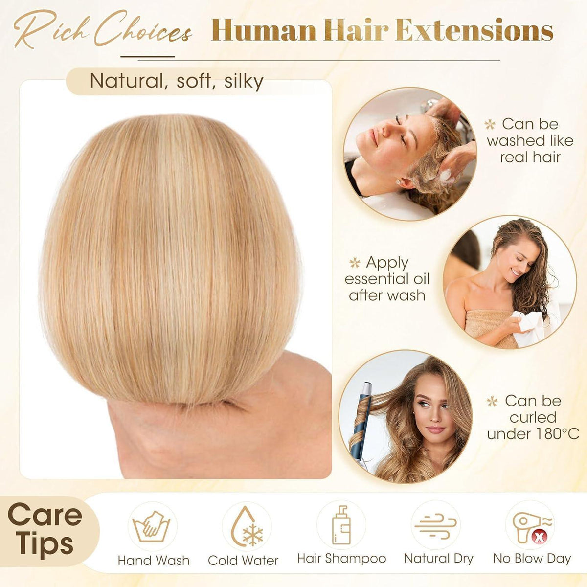 Echthaar Clip-in Extensions Blond #12/613 Balayage 30cm