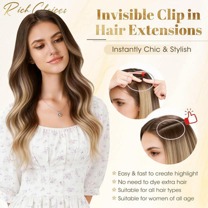Blond Clip-in Echthaar Extensions 40cm – 6 Strähnen #27