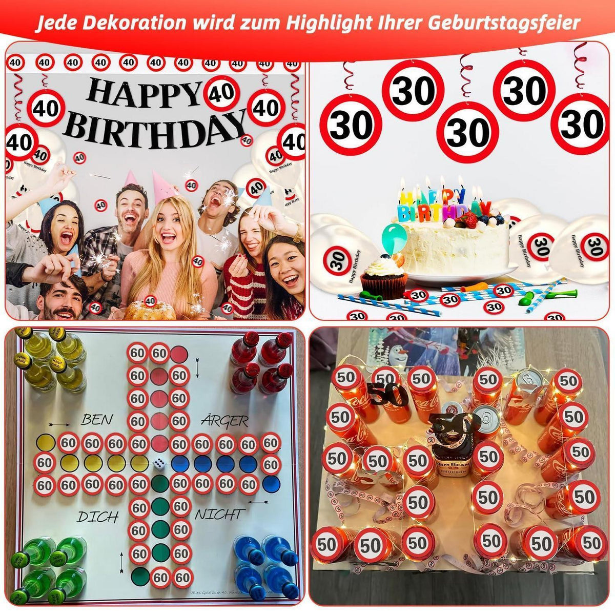 75. Geburtstag Deko Verkehrszeichen Set | Partydeko für Männer & Frauen